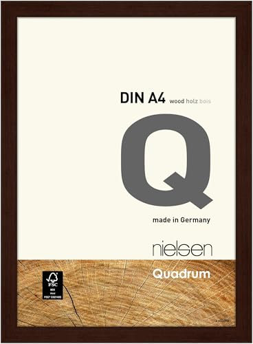 nielsen Bilderrahmen, 21 x 29,7 cm (A4), Holz, Wengé, Dokumentenrahmen zum Aufhängen im Hoch- & Querformat, Echtglas, Quadrum