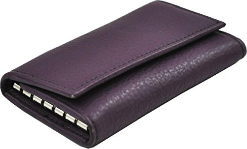 Ashford Ridge Real Leather Key Case Holder Card Wallet in Purple