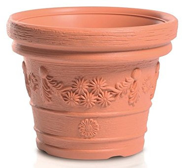 Blumentopf Pflanztopf Massiv Blumenkübel Terrakotta Mocca Kunststoff Classic Massiver konisch Untersetzer 5 Größen von rg-vertrieb für Innenräume und Gärten