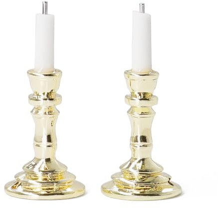 Odoria 1/12 Miniatur Kerzenständer 2 Stück Puppenhaus Zubehör, Gold