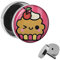 Treuheld | Ohrstecker zum Schrauben - Muffin/Cupcake Comic Gesicht - pink-braun - Motiv Fake-Plug Ø 10mm Silber - Edel-Stahl Ohr-Ringe - Chirurgen-Stahl 316L Fake-Tunnel - Gewinde Ohr-Stecker
