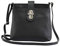 AMBRA Moda Damen echt Ledertasche Handtasche Schultertasche Umhängtasche Citybag Girl Crossover GL007 (Schwarz)