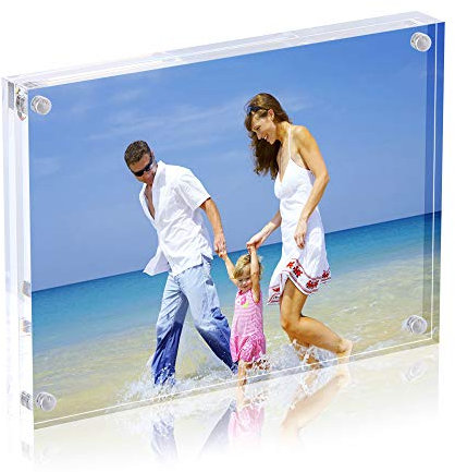 AMEITECH Marcos de foto Acrílicos, 9x13 cm Marco de Imagen Transparente de Doble Cara, Pantalla de Escritorio sin Forma de Tarjeta Postal