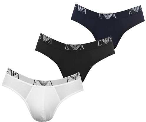 Emporio Armani Herren 3-pack brief Essential Monogram Slip, Weiß, XXL EU