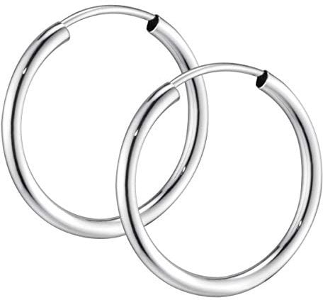 Materia Damen Mädchen Creolen Gold Ohrringe 585 Weißgold 20mm vollflexibel GO-2