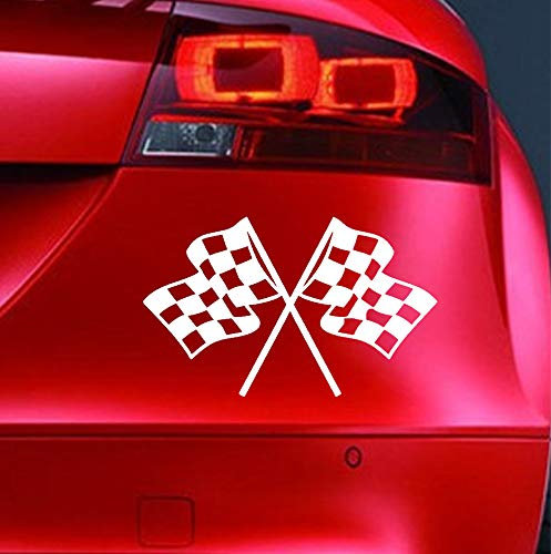 Lot de 2 autocollants amusants en vinyle pour fenêtre de voiture Motif drapeau damier