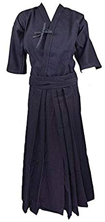 Japanese Kendo Aikido Samurai Hakama Uniform Martial Arts Clothing Suit - Blue - Height 170 cm