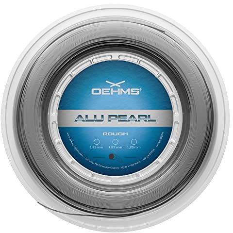 OEHMS Alu Pearl Rough | Gerillte Co-Polyester Tennissaite | Spin & Control | Ø 1,25 mm (16 Lg) | 200 m Rolle (201,2 m)