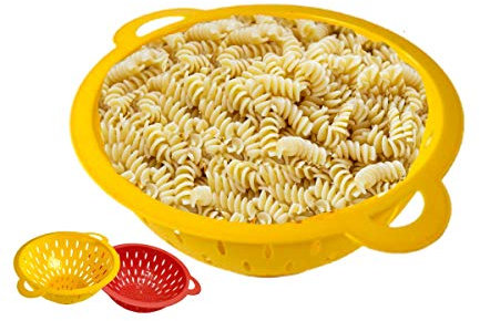 Always23 - Scolapasta in plastica con manico, 27,9 cm, 4 colori assortiti, in plastica