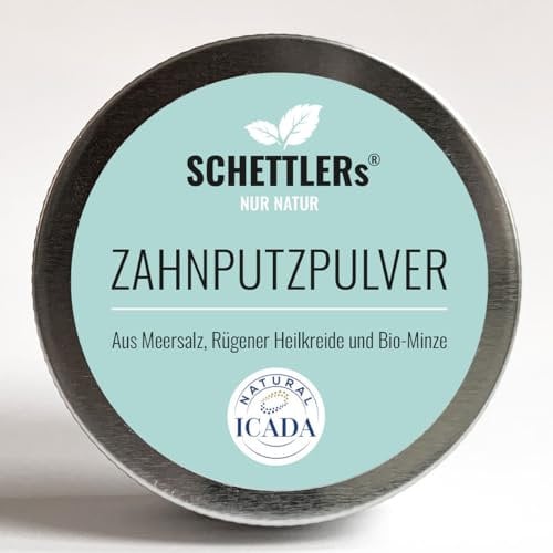 SCHETTLERs Bio-Zahnputzpulver – 30g in der praktischen Schraubdose - Mit wertvollem Bio-Meersalz, Rügener Heilkreide & erfrischender Bio-Minze - 100% natürliche Pflege für ein angenehmes Mundgefühl