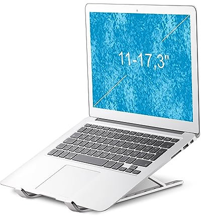 Blumax Laptop Ständer aus Aluminium faltbar 11-17,3 Zoll | belüftete & verstellbare Notebook Halterung für MacBook und Laptops | Ergonomische Laptop Erhöhung | Stabiler und Leichter Laptophalter