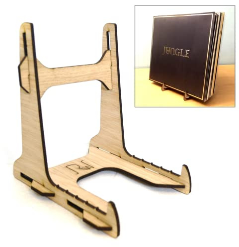 Vinyl Record Storage and Display Stand for 10-25 Records, Oak Veneer