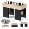 TUONKEE Porte Gamelle Chien Surelevee x 2 Gamelle Inoxydable x 1 Gamelle Anti Glouton, Ajustables pour Grands Chiens et Chats, Pieds antidérapants (Urban Black)