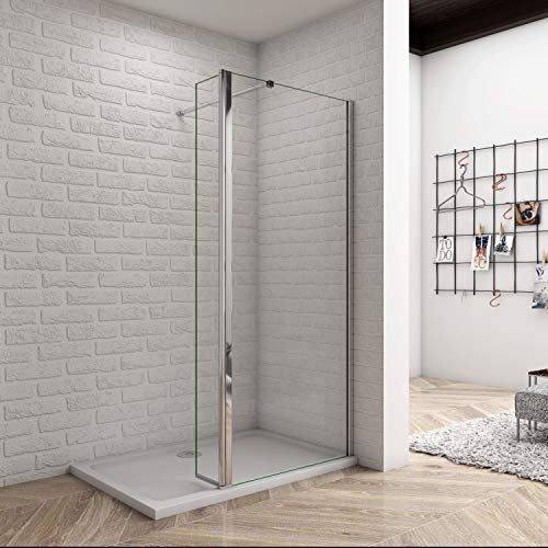70x30x190CM BARRA 90 CM MAMPARA DE DUCHA WALK-IN PUERTA FRONTAL CON PANEL ABATIBLE MARCO CROMADO BRILLO CRISTAL 8 MM TEMPLADO EASY CLEAN TRANSPARENTE