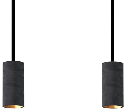 Tivendis Betoniq 2er Set Narra13 Beton Hängeleuchte - Stilvolle Pendelleuchten in Grau, Schwarz & Weiß - Modernes Industriedesign für Wohnzimmer, Küche & Essbereich