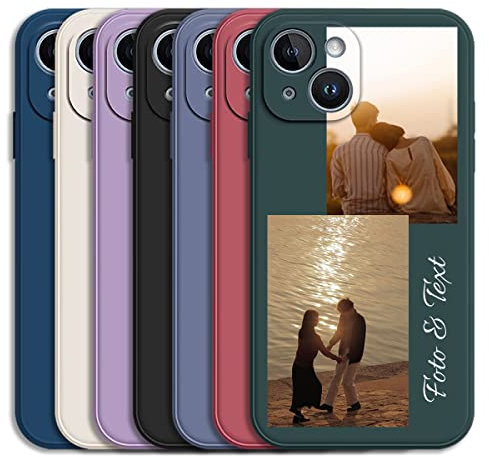 Sunrive Personalisierte Hülle kompatibel mit iPhone 14 15 16 13 12 Pro Max 11 Mini Xr Xs X 8 7 Plus SE 6s 6,Benutzerdefiniert Weicher Etui mit Eigenem 2 Fotos Bild Text Individuelle Case