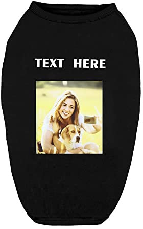 Personalisiertes, individuelles Hunde-T-Shirt, Kleidungsdesign mit Foto und Namen für große Hunde, Welpen und Katzen (Black)
