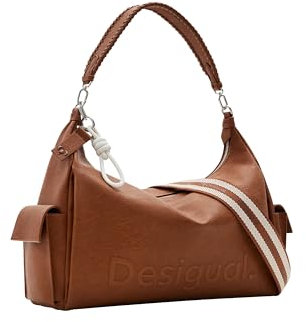 Desigual Women's Half Logo 24 New Accessories PU Shoulder Bag, Brown