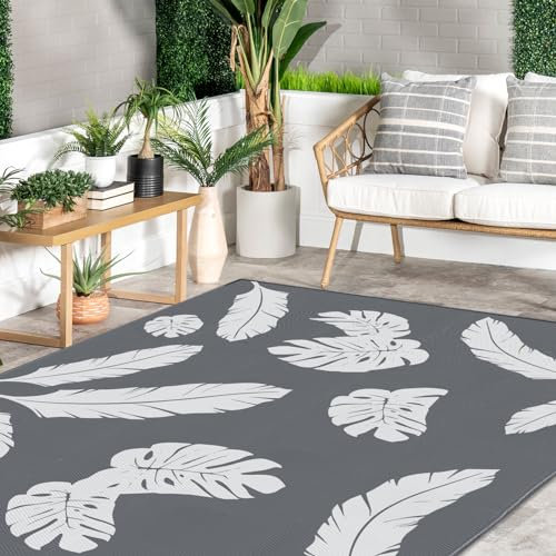 Outdoor-Teppich, 20,3 x 25,4 cm, wasserdicht, für drinnen und draußen, Campingbereich für Terrasse, Wohnmobil, Picknick, Schlafzimmer, Küche, wendbar, tragbar, große Bodenmatte