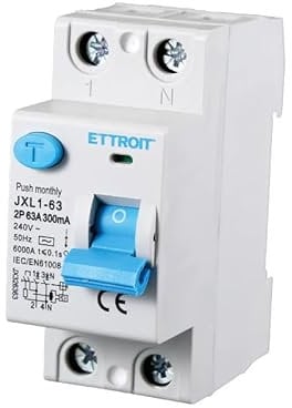 ETTROIT INTERRUTTORE DIFFERENZIALE PURO SALVAVITA PER BARRA DIN 2 MODULI 2P 63A 240V 300mA 6KA