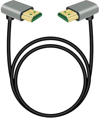 RIIEYOCA 90 Grad aufwärts gewinkelter HDMI-Stecker auf 90 Grad aufwärts gewinkelter HDMI-Stecker, 48Gbps High Speed 2.1 unterstützt 8K@60Hz, ARC, 3D für DVR, HDTV（1M）