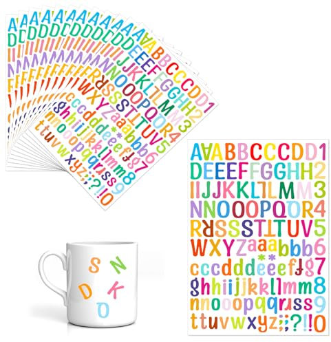 1764 Stück 14 Blätter selbstklebende Buchstaben Sticker,Aufkleber Buchstaben Groß Klein,29 x 21cm Letter Stickers,Bunte Klebebuchstaben Wetterfest für Postfach,Schilder,Adressnummer,DIY Scrapbooking