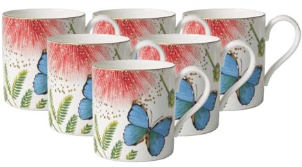 Villeroy & Boch - Taza de café Amazonia, elegante taza de café de porcelana de hueso premium con diseño de la colorida selva tropical, apta para lavavajillas, 210 ml, juego de 6