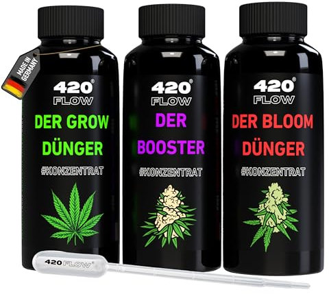 420Flow Cannabis Dünger-Try Set: Grow, Bloom & Booster – Komplettset für Anfänger, stärkt Blätter, fördert prächtige Blüten & maximiert Geschmack, Einfach zu verwenden (250ml)