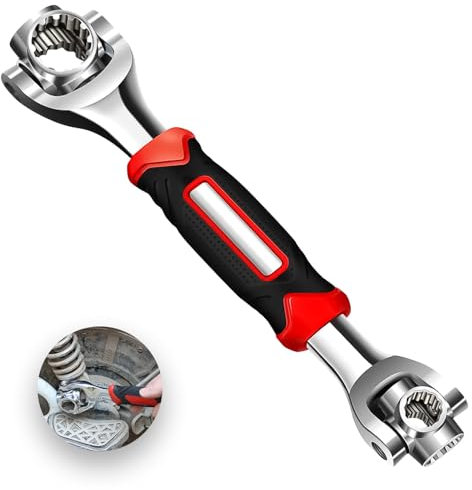 DiBaiHuiHomer Chiave a bussola universale 52 in 1, chiave a cricchetto regolabile con manico antiscivolo, chiave girevole a 360 gradi, chiave multifunzione per riparazione auto