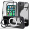 Zouzt for iPhone SE 2020/2022/2nd/3rd, iPhone 8/7 Case 4.7 Inch Case with Screen Protector, 360 Full Body with Glass Screen Protector [Shockproof] Ring Stand Heavy Duty Protection Phone Case - Black