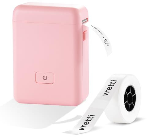 vretti Impresora de Etiquetas con Cinta, HP2 Impresora portátil de Etiquetas Bluetooth para Almacenamiento, envío, código de Barras, organización, Fabricante de Pegatinas Mini Fabricante de Etiquetas