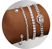 Dochais 4 Stück Damen Armband Silber - Tennis Armband 14K Vergoldet Diamant Zirkonia Boho Gold Twist Armbänder für Frauen Verstellbar