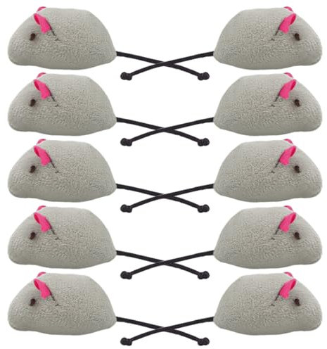 OUDQFCJ Souris en Peluche, 10 Pièces Peluches Souris Jouets pour Chat Chaton Animaux Domestiques Toys - Gris
