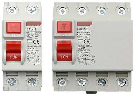 2P 4P 300MA tipo A disyuntor de corriente Residual electromagnético interruptor diferencial interruptor de seguridad 1 Uds (Size : 300mA, Color : 4P 25A)