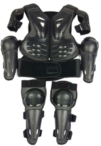 Motorcycle Body Armure Motocross Body Back Gilet Armure avec Tampon à Genoux et Pad au coude Armure de Moto Ensemble d'équipement de Protection des Accessoires de sécurité de Course pour 5-13 Ans BL