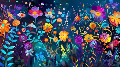 Malen nach Zahlen Erwachsene Blume, DIY Set Erwachsene Malen nach Zahlen Gras, 110x60cm DIY Handgemalt Ölgemälde Kit für Anfänger und Erwachsene mit 3-Pinseln und Acrylfarbe, Geschenk für Freunde