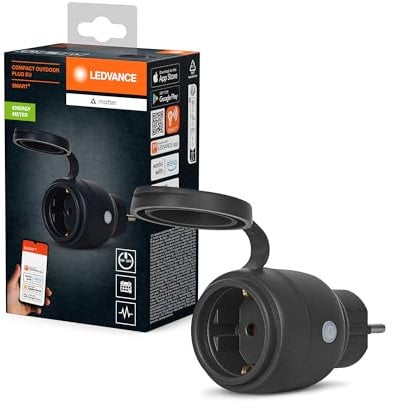 LEDVANCE SMART+ MATTER Outdoor Plug, presa esterna compatta con controllo del consumo energetico, controllabile tramite Matter over WiFi, compatibile con Alexa, Google Home e Apple, confezione da 1