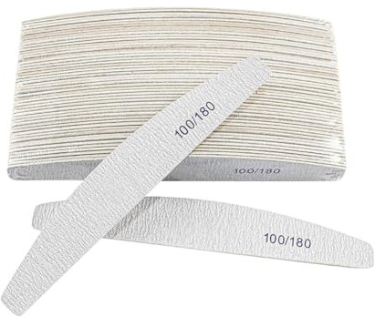 Lot de 20 limes à ongles fines - Grandes limes à ongles - Double face - Lime à ongles professionnelle - Outil de manucure et pédicure - Grain 100 ou 180 - Pour la maison - Gris 1