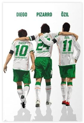 OGTDA Diego Claudio Pizarro Mesut Ozil Werder Bremen – Fußballspieler-Poster, Leinwand-Poster, Wandkunst, Dekordruck, Bild Gemälde für Wohnzimmer, Schlafzimmer, Dekoration, ungerahmt, 30 x 45 cm