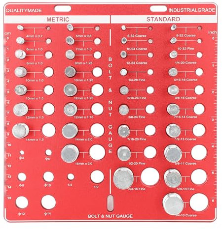 34 Stück Muttern und Bolzengewindeprüfgerät, Aluminium Legierung Mutter und Schraube Thread Check, Schraube Mutter Messwerkzeug Kennzeichnung Lehren