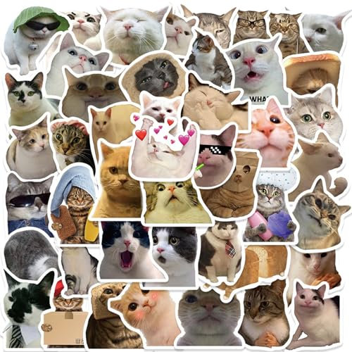 100 Stück Sticker Aesthetic,Katzen Sticker,Stickers Aufkleber Cute,Cat Funny Katze,Lustig Süße Tiere,Wasserfest Animals Katzen-Aufkleber-Set,für Klein Koffer Koffersticker,Kühlschrank-Aufkleber