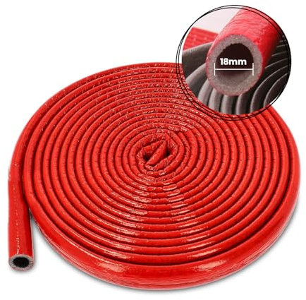 RecyUp Rohrisolierung 18mm / 4mm x 10m, Isolierstärke Polyethylen, Isolierschlauch PE-Schaum, Heizungsrohr Isolierung, Schlauch Rohrdämmung Warmwasserleitung Heizung, einfache Handhabung