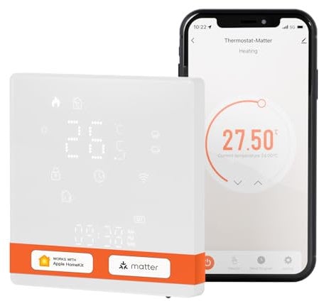 MOES Matter Smart Thermostat Fussbodenheizung Elektrisch, Raumthermostat Fußbodenheizung WLAN Programmierbare Kompatibel mit Apple Home, SmartThings, Alexa, Google Home,Smart Life/Tuya App