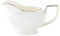 Saucière en porcelaine blanche de 297,7 g avec bec verseur anti-goutte, décoration à bord doré, idéale pour sauces, vinaigrettes et lait