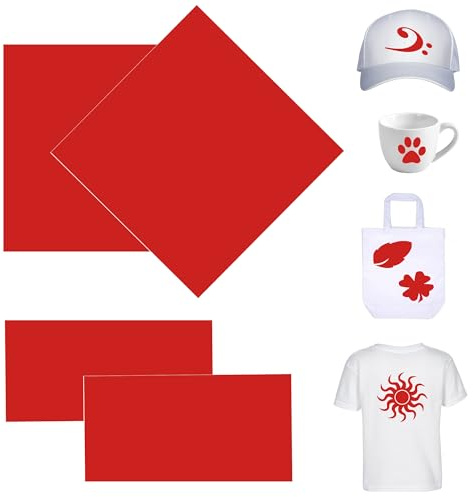 DHER Sublimation Papier Sublimationstintenblatt Vorgedrucktes Sublimation Papier 4er-Pack Infusible-Transfer-Tintenpapier, Infusible-Transferpapier, Transferpapier, 30.5*30.5 cm/30.5*11.5 cm (Rot)