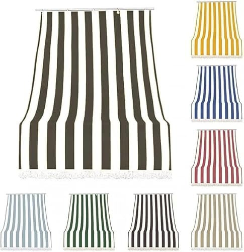GX GARGIX Tenda da Sole a Strisce con Anelli, per Balcone, Veranda e Giardino, con Frange, Resistente, Vari Colori e Misure (Tv/Marrone, 150x290Cm)