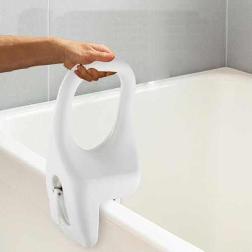 Barre d'aide à l'entrée de baignoire pour personnes âgées, barre de poignée pour baignoire avec rembourrage en caoutchouc, charge maximale : 136 kg, fixation sans perçage