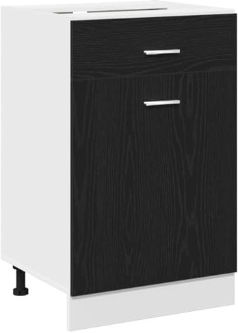 vidaXL engineered wood kitchen cabinet/black oak cupboards indoor storage solution/modern 50x46x81.5 cm single door kitchen unit
