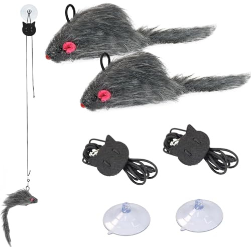 Luxiremi 2 Pack Hanging Door Bouncing Mouse Cat Toy, Interactive Mice, Door Hanging, Adjustable Interactive Cat Mice Toy for Indoor Use