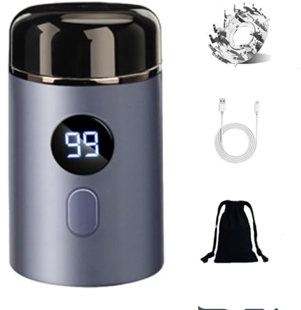 Easy Trim Pro 2.0, Ipx7 Easy Trim Razor for Wet and Dry, Men Portable Mini Electric Shaver with Led Display for Face (Blau Storage Bag)